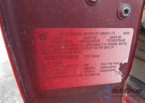 1999 Chevrolet Silverado 1500 Ls из США, поврежденный, VIN 2GCEC19T8X1289160